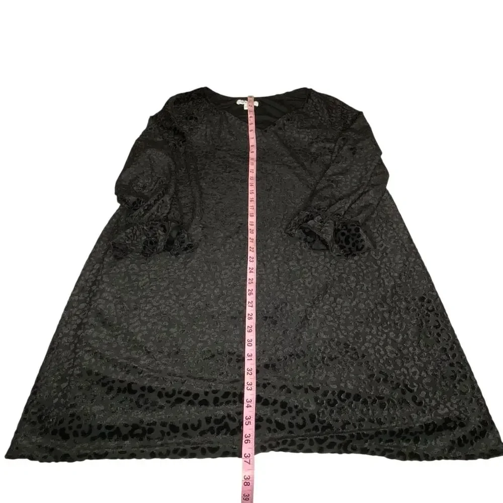 Nine West Velvet Burnout Shift Dress Black Leopard Print Size 16 Holiday Party - Picture 16 of 16